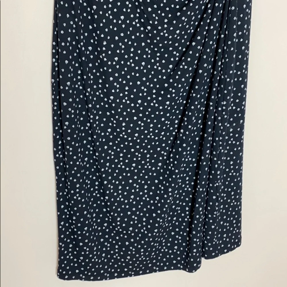 Whistles navy print draped elbow sleeve dress